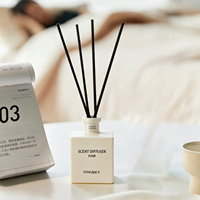 Vente en gros usine Nouveauté Bouteille diffuseur à roseaux en verre rayé de 50 ml avec couvercle, Bouteille d'aromathérapie pour la décoration intérieure