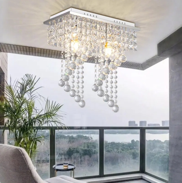 Modern Corridor Aisle Entrance Lighting Hotel Restaurant square Shape Rotating Crystal Ball Ceiling Lights