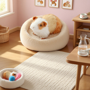 Round Pet Bed Faux Fur Soft Nest <b>Mat</b> For Small Pets Hamster <b>Mouse</b> Sleeping Pad Warm Cozy All Season Use - Product Image 2
