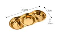 Plat à condiments carré en acier inoxydable 304, plateau à condiments coréen pour barbecue, plateau multifonctionnel à trois compartiments, plaque chauffante de luxe légère