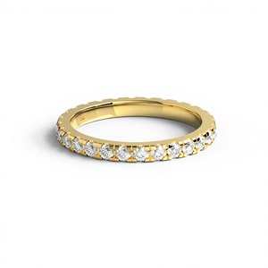 18K Gold Plated Diamond <b>Ring</b> Micro Pave Full Eternity Band Dainty Round Brilliant Diamond Wedding Anniversary <b>Ring</b> Fine Jewelry - Product Image 1