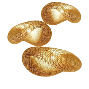 SIMIG Wabi Sabi Style <span class=keywords><strong>bambou</strong></span> tissé chapeau de paille suspension lustres lampes suspendues pour salon de thé Restaurant hôtel chez l'habitant - Product Image 1