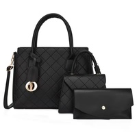 Set Tas Tote PU Berlapis 3in1 Wanita Terbaru 2025, Tas Tangan Elegan Kapasitas Besar dengan Tali Selempang & Dompet untuk Penggunaan Sehari-hari