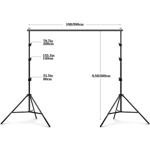 Toile de <span class=keywords><strong>fond</strong></span> en mousseline de coton 2x3m, 2.6x3m, kit de support de photographie, équipement de <span class=keywords><strong>studio</strong></span> intérieur pour la prise de vue vidéo en direct - Product Image 2