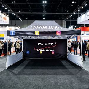 Carpa para Eventos Plegable Resistente a la Intemperie, Gazebo Personalizado para Ferias Comerciales con Pared Trasera Completa - Product Image 1