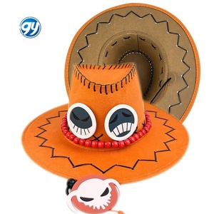 Chapeaux <span class=keywords><strong>de</strong></span> cowboy orange à la signature d'Anime Pieced <span class=keywords><strong>Ace</strong></span>, chapeaux <span class=keywords><strong>de</strong></span> jazz polyvalents et tendance, chapeaux à thème anime promotionnels - Product Image 4