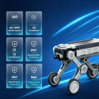 Robot chien quadrupède sur roues, conception à roues tout-terrain, contrôlé par PLC, haute vitesse pour l'inspection, le sauvetage et la logistique