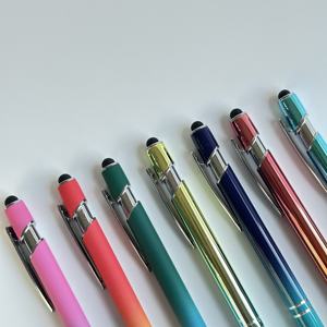 Yeni lazer kazınmış kalem Metal Stylus dokunmatik kalem gökkuşağı degrade renk promosyon hediye tükenmez kalem kore kırtasiye seti - Product Image 5