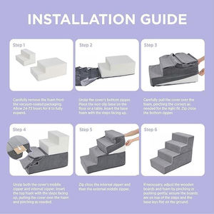 anpassbare multifunktionale hunde-treppe tragbar reise schaumstoff haustier leiter hunde-treppen haustier 4 stufen mit rosa plüsch abnehmbare abdeckung - Product Image 2