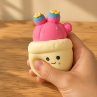 Lot de 6 pots de cactus souples, succulentes colorées avec visage Kawaii, jouets de bureau