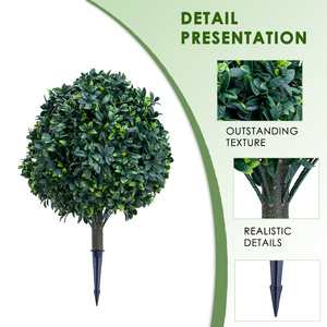 Ruopei Ensemble de 2 arbres topiaires artificiels en feuilles de cyprès en plastique, résistants aux UV et écologiques, pour extérieur/intérieur, avec piquets de fixation au sol - Product Image 2
