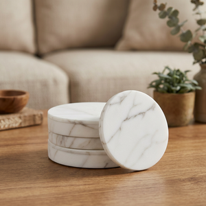 Eco-Friendly <b>Square</b> Marble Coasters Classic Design Latest Patterned Mat <b>Set</b> 4 Inch 5mm Thick Dining Table Wedding Party Kitchen - Product Image 2