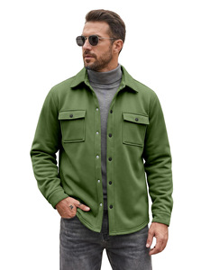 <b>Men</b> Softshell <b>Jacket</b> <b>Utility</b> Workwear Shirt <b>Jacket</b> with Chest Pockets Turn-down Collar Button-up Outdoor Wear - Product Image 2
