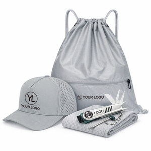 Custom Logo Drawstring Backpack Sports Cap Microfiber Towel Golf Tool Swag Kit for Corporate Events