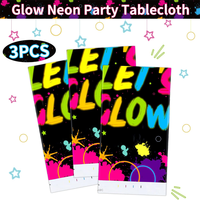 Lets Glow Party Nappe d'anniversaire fluorescente Enfants Adulte Fête Thème Décoration Jetable Imperméable PE Couverture de table lumineuse