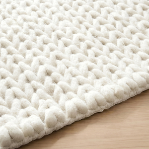 Alfombra Moderna de Color Blanco Sólido, de Pelo Medio, Hecha a Mano, Texturizada, Antideslizante, con Base de Goma Lavable, para Dormitorio o Sala de Estar - Product Image 1