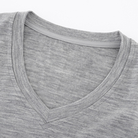 T-shirt décontracté pour homme en jersey de laine mérinos 180 GSM, col en V, manches courtes, coupe classique, écologique, couche de base
