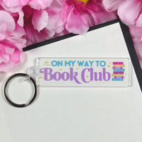 Porte-clés en acrylique pour club de lecture, cadeau pour les amoureux des livres, porte-clés personnalisé mignon, breloques en plastique acrylique imprimées sur mesure