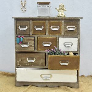 Rustic Wood <strong>Mini</strong> Trinket Desk Organizer Wooden Chest Storage Cabinet With Many <strong>Drawers</strong> - Product Image 1