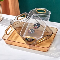 Nouveau plateau rectangulaire multifonctionnel transparent de luxe léger pour usage commercial