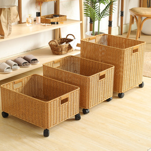 Panier à linge tissé à la main pour évier avec roulettes, pour ranger le détergent et autres articles - Product Image 4