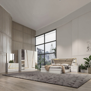 DAVINI Set Completo di Mobili per Camera da <span class=keywords><strong>Letto</strong></span>: <span class=keywords><strong>Letto</strong></span>, 2 Comodini, Armadio, Cassettiera, Tavolo, Design con Specchio, Altamente Personalizzabile per Appartamenti - Product Image 4