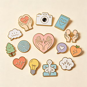 Vente en gros de pin's en émail personnalisés de haute qualité sur le thème de la santé mentale, badges de psychologue, pin's de revers en métal pour la thérapie et les activités de santé mentale - Product Image 1