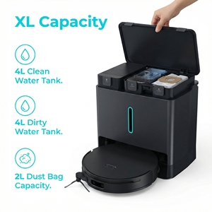 หุ่นยนต์ดูดฝุ่นสำหรับบ้าน แรงดูด 20000Pa แบตเตอรี่ 52000mAh ถูพื้นแบบเปียกและแห้ง 3 in 1 ทำความสะอาดอัตโนมัติ ดูดฝุ่นแบบเปียกและแห้ง - Product Image 2