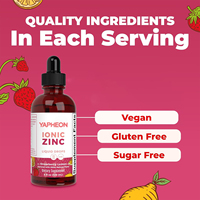 Gouttes liquides ioniques de zinc OEM 120 ml saveur fraise-citron, 13,1 mg par dose pour la santé immunitaire et cutanée