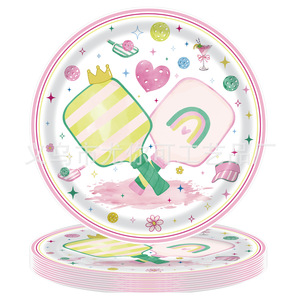 Pickleball Themed Party Supplies Kit <b>Paper</b> Plates <b>Tablecloths</b> Napkins Cutlery Set Pink White Cartoon Disposable For Team - Product Image 2