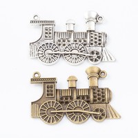 Connecteur en alliage de zinc en forme de locomotive à vapeur, finition bronze antique, pour les passionnés de trains, idéal pour les chaînes de montre