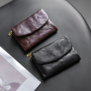 Portefeuille court en cuir véritable pour femme Zenos, porte-cartes pliable rétro et porte-monnaie avec compartiments multi-couches - Product Image 3