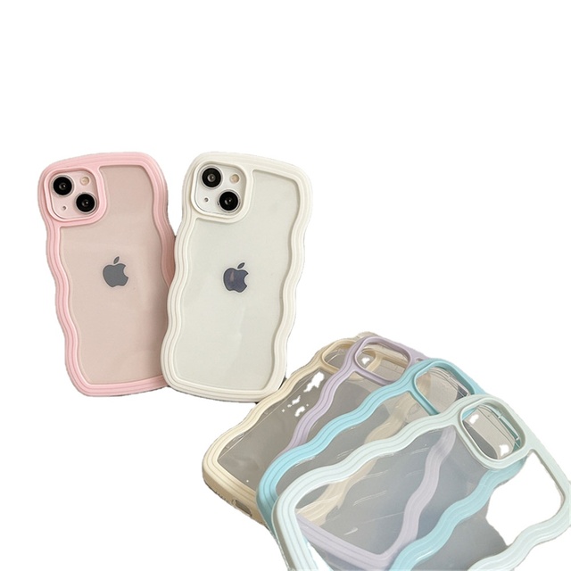 Protective phone cover shockproof candy color phone case 2023 New arrival wave edge for iPhone 13 14 pro max phone case