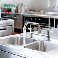Robinet de cuisine commercial Frascio, bec pivotant, double poignée, 8 pouces, mélangeur eau chaude/froide, utilisation hôtellerie et commerce, acier inoxydable