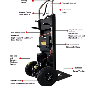 Automatische trapklimmer met twee wielen, 550 lbs draagvermogen, elektrisch, van staal, met goede prijs. - Product Image 5