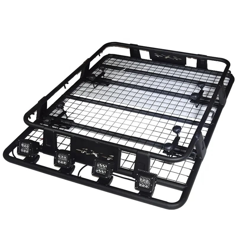 JINHUIJU 4 × 4 Steel Roof Luggage Carrier For Aluminum 163 × 115CM Roof Rack With LED
