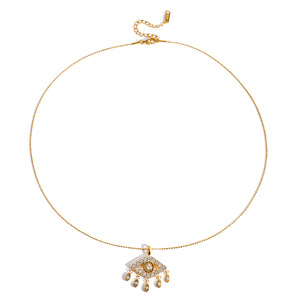 Collier pendentif œil porte-bonheur en acier inoxydable plaqué or 18 carats avec zircon, bijou fantaisie pour femme, cadeau - Product Image 5