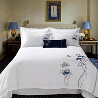 Parure de Lit pour Hôtels, Blanche, Taille King Size, 300 Fils, Brodée, 100 % Coton