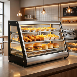 Vitrina Calentadora de Alimentos Eléctrica de Acero Inoxidable con Frente Inclinado, Capacidad de 50L, Calentador Multifuncional para Mostrador - Product Image 4