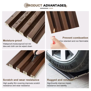 Revestimiento <span class=keywords><strong>de</strong></span> Pared Interior <span class=keywords><strong>de</strong></span> <span class=keywords><strong>PVC</strong></span> Acanalado, Panel <span class=keywords><strong>de</strong></span> Revestimiento <span class=keywords><strong>de</strong></span> Pared WPC, Decoración Interior Impermeable, Madera Plástica Compuesta <span class=keywords><strong>para</strong></span> Exteriores - Product Image 2