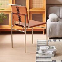 Chaise de style nordique moderne, chaise de célébrité d'Internet, cuir véritable, meubles de salle à manger durables