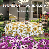 Nappe de table extérieure en plastique imprimée motif floral Qucover avec trou pour parasol, fermeture éclair, résistante aux taches, 140 cm, pour tables de jardin, barbecues, famille