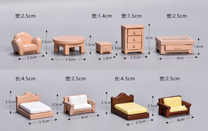 מכירת חיסול רהיטים מיניאטוריים ידידותיים לסביבה, עבודות יד משרף, סט ריהוט לבית בובות בסגנון טלוויזיה/קולנוע הכולל ספה, כיסא מיניאטורי, שידת לילה ושולחן צד למיטה. - Product Image 6