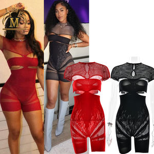 Tute Intere da <span class=keywords><strong>Donna</strong></span> all'Ingrosso, Elasticizzate, Traforate, Aderenti, <span class=keywords><strong>Sexy</strong></span>, Monopezzo, Jumpsuit Bodycon <span class=keywords><strong>per</strong></span> <span class=keywords><strong>Abbigliamento</strong></span> Femminile Seducente - Product Image 3