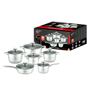 <span class=keywords><strong>Set</strong></span> di Pentole e Padelle in Acciaio Inox da 12 Pezzi, Economico, Antiaderente, per Cucina e Campeggio - Product Image 1