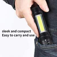 Mini lampe torche LED COB en aluminium populaire, rechargeable par USB, avec zoom