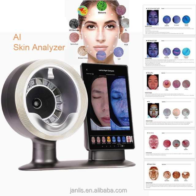 Newest 3D Ai Intelligent Skin Analyzer Face Scanner Skin Analysis Machine Facial Tester Device with 18 Languages Multifunctional