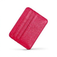 Dompet Kartu Nama Kulit Asli Tipis 4 Slot Kartu Bank untuk Wanita Pria Kulit Imitasi Premium Tanpa Penutup Serbaguna