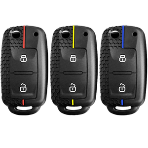 高品质软硅胶汽车钥匙套 2 按钮全保护防刮防震钥匙包适用于大众高尔夫 Polo 帕萨特 - Product Image 1