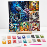 Kit de Peinture Diamant DIY Multi-Designs Perles et Diamants Animaux Fantaisie Paon Chat Hibou Broderie 3D Strass Décoration Vente en Gros
